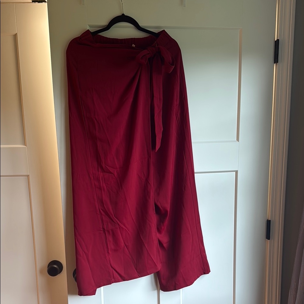HALARA Red Wrap Maxi Trousers for Casual Wear